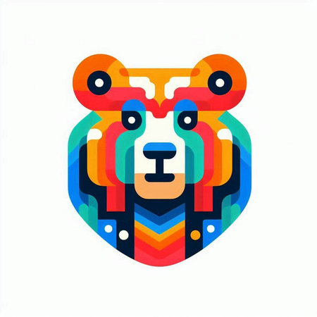 Colorful bear logo design. Abstract animal logo design template. Vector illustration.のイラスト素材