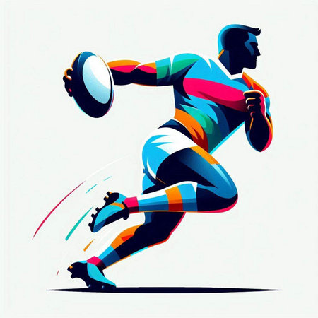 Rugby player with a ball. Vector illustration of a rugby player.のイラスト素材
