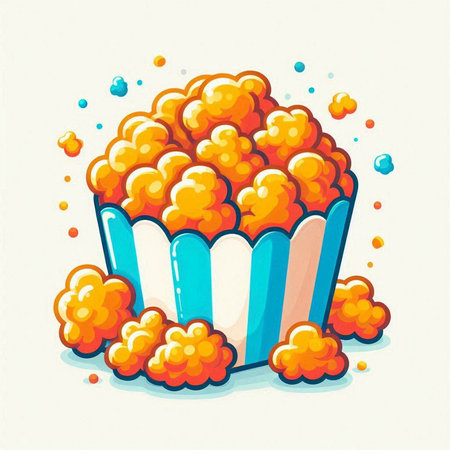 Popcorn. Popcorn in a cardboard box. Vector illustration.のイラスト素材