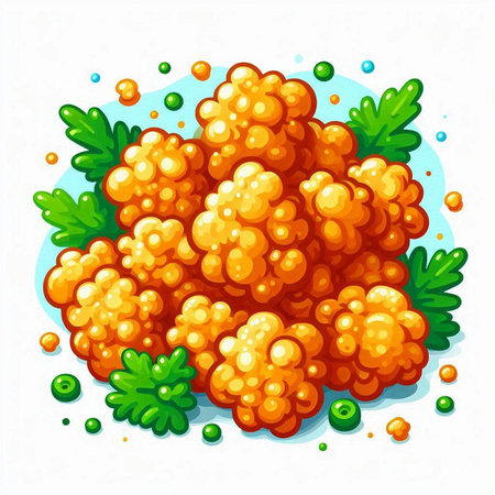 Fried caviar on a white background. Vector illustration of caviar.のイラスト素材