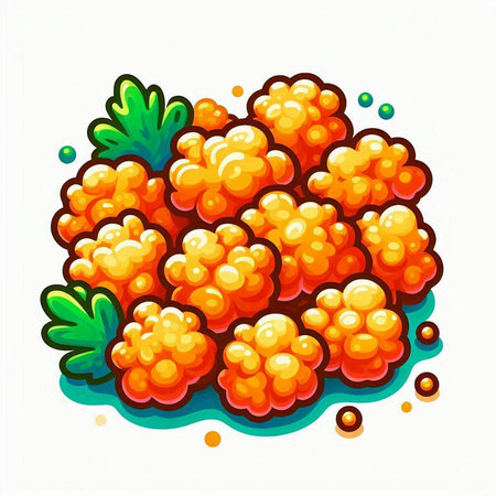 Illustration of orange caviar on white background. Vector illustration.のイラスト素材
