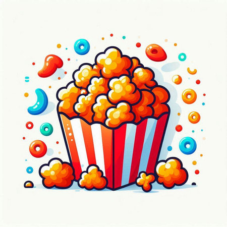 Popcorn vector illustration. Popcorn icon in pop art style.のイラスト素材