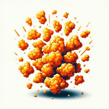 Falling orange bubbles on a white background. 3d illustration.のイラスト素材