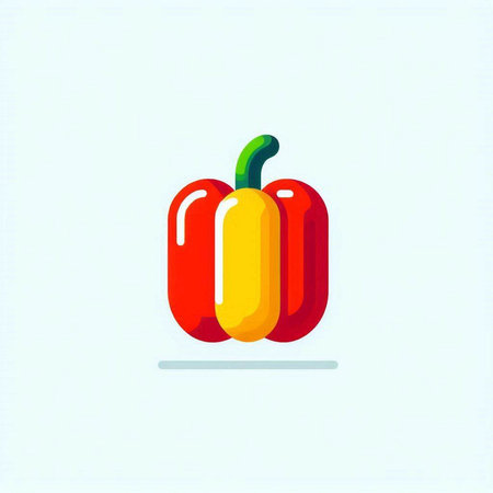 Pepper icon. Red and yellow pepper. Vector illustration in flat styleのイラスト素材