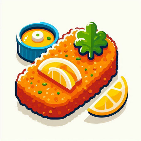 Sushi roll with salmon, caviar, caviar and lemon. Isometric vector illustration.のイラスト素材