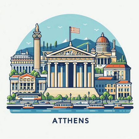 Antwerp, Belgium. Landmark of Belgium. Vector illustration.のイラスト素材