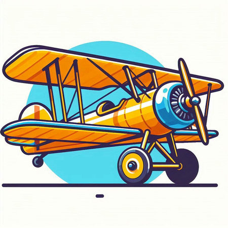 Vintage biplane. Vector illustration of a retro biplane.のイラスト素材