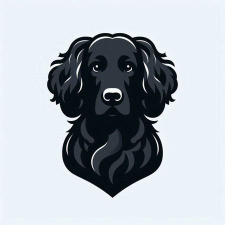 Vector image of a black dog head on a light blue background.のイラスト素材