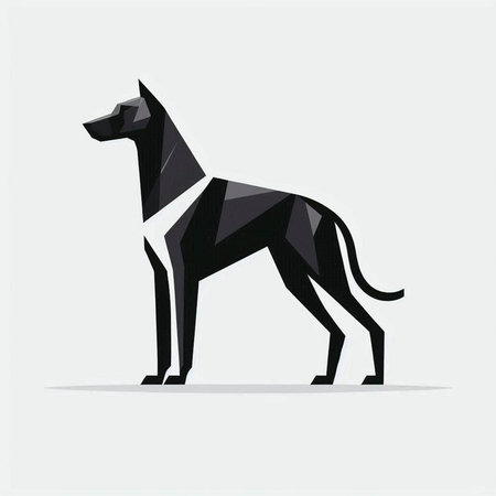 black dog in a low poly style on white background, vector illustrationのイラスト素材