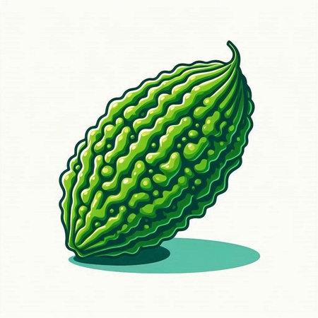 Bitter melon. Vector illustration of balsam pear.のイラスト素材