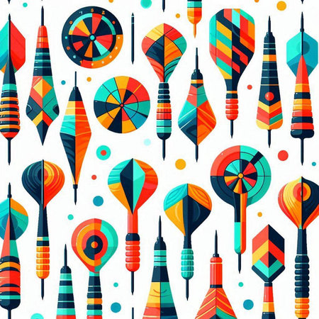 Darts seamless pattern. Colorful darts on white background. Vector illustration.のイラスト素材
