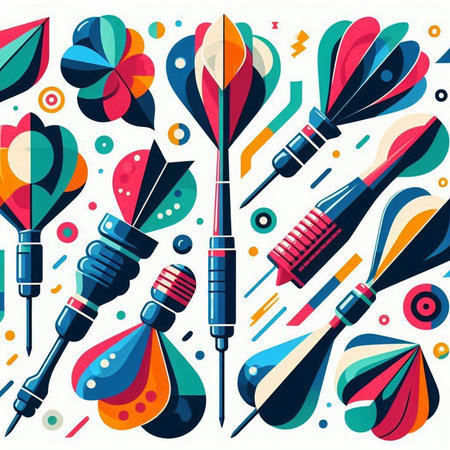 Darts seamless pattern. Colorful vector illustration in flat style.のイラスト素材