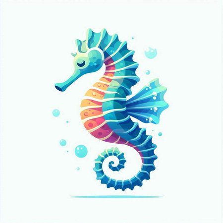 seahorse, sea animal, vector illustration on white background.のイラスト素材