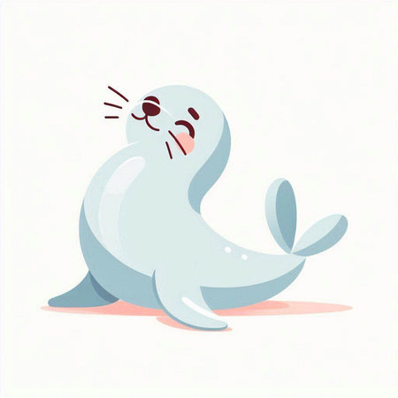 Cute seal on white background. Vector illustration in cartoon style.のイラスト素材