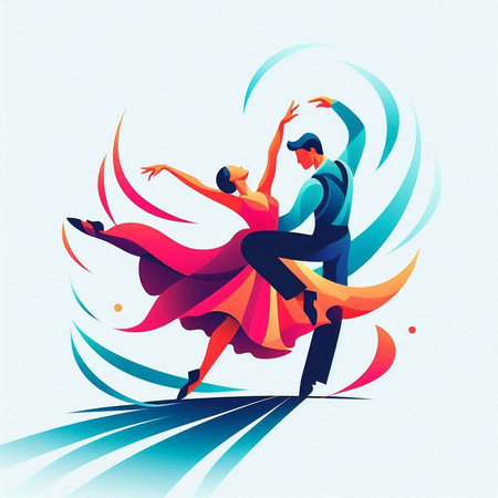 Couple of dancers dancing tango. Vector illustration in retro style.のイラスト素材