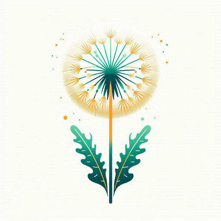 Dandelion flower with seeds on a light background. Vector illustration.のイラスト素材