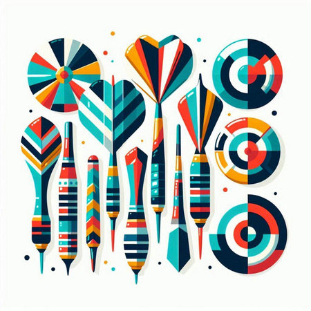 Darts set. Darts on the colorful background. Vector illustration.のイラスト素材