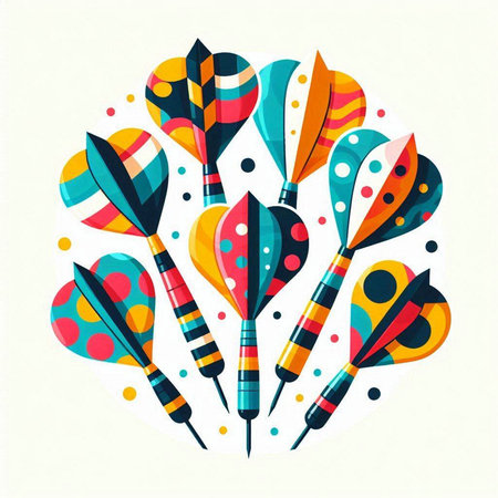 Darts vector illustration. Colorful darts on white background. Vector illustration.のイラスト素材