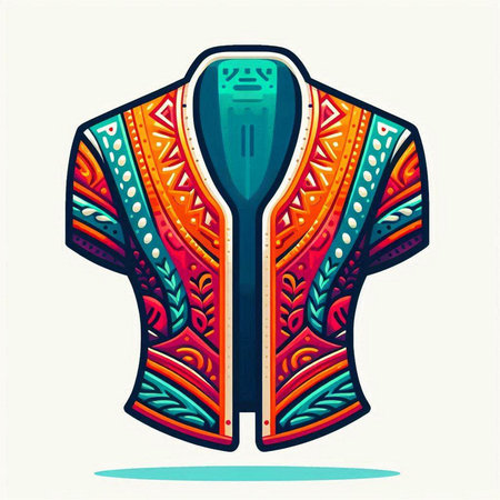 Vector illustration of a jacket with a pattern in the style of boho.のイラスト素材