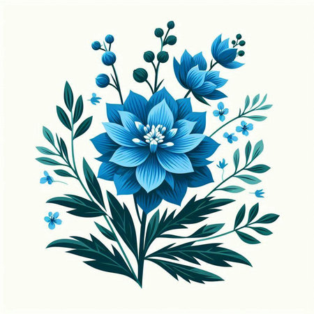 Beautiful floral vector illustration with blue flowers. Floral background.のイラスト素材