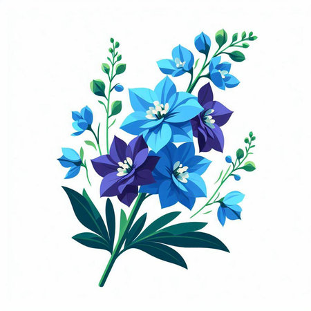 Blue flowers isolated on white background. Vector illustration. Floral design element.のイラスト素材