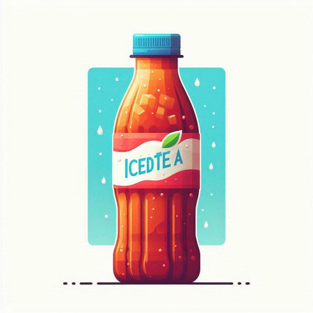 Vector illustration of a bottle of red soda water with a label.のイラスト素材