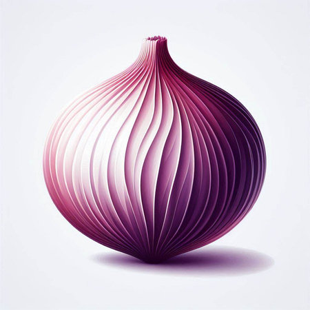 Vector illustration of a purple onion on a white background with shadow.のイラスト素材