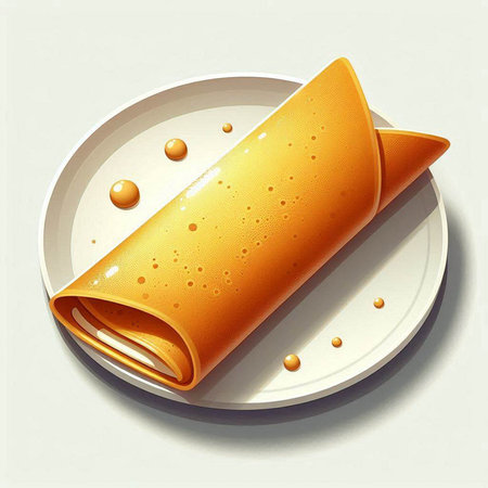 Illustration of a crepe roll on a plate with water dropsのイラスト素材