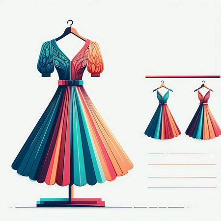 Fashion illustration of a woman's dress on a hanger.のイラスト素材