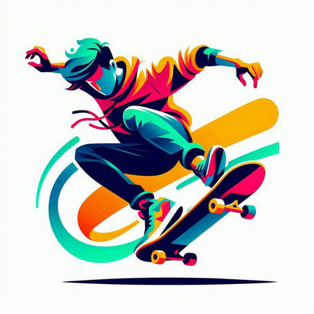 Skateboarder riding on a skateboard. Vector illustration.のイラスト素材