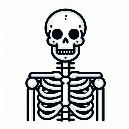 Human skeleton with bones isolated on a white background. Vector illustration.のイラスト素材