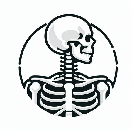 Human skeleton with spanners. Vector illustration isolated on white background.のイラスト素材