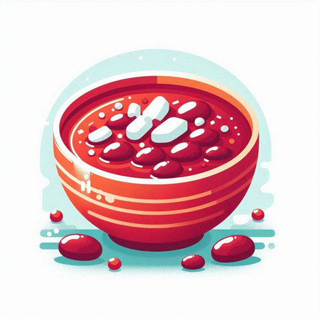 Bowl with red and white pills on a white background. Vector illustration.のイラスト素材