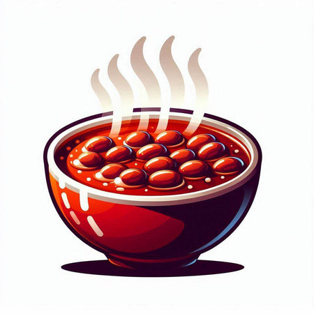 Bowl of hot red bean soup isolated on white background. Vector illustration.のイラスト素材