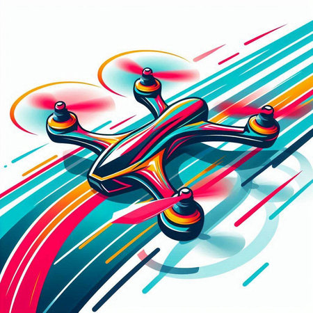 Drone on abstract colorful background. Vector illustration. Clip-artのイラスト素材