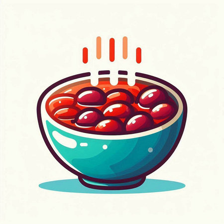 Red kidney beans in a bowl. Vector illustration in cartoon style.のイラスト素材