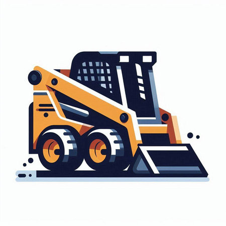 Excavator, heavy duty construction equipment vector illustration isolated on white background.のイラスト素材