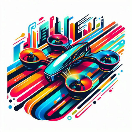 Vintage quadcopter on colorful background. Vector illustration. Eps 10のイラスト素材