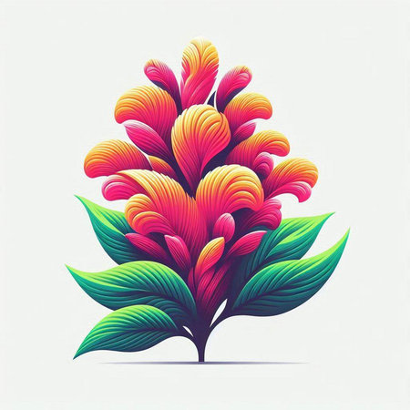 Beautiful flower made of colorful leaves on white background. Vector illustration.のイラスト素材