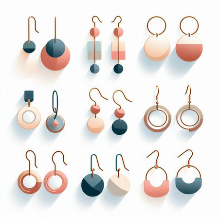 Vector set of earrings with shadows on white background. Eps10のイラスト素材