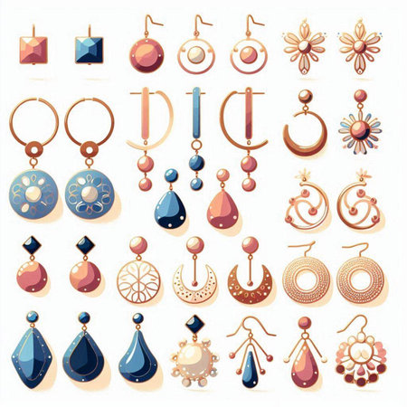 Jewelry and accessories set. Vector illustration of jewelry and accessories.のイラスト素材