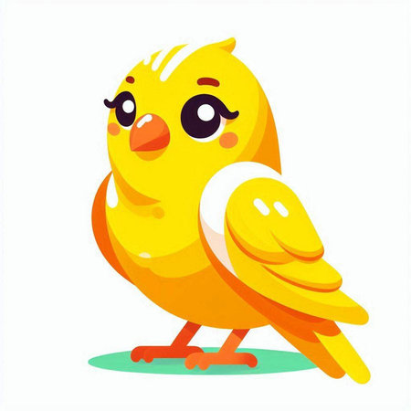 Cute yellow bird. Cartoon vector illustration isolated on white background.のイラスト素材