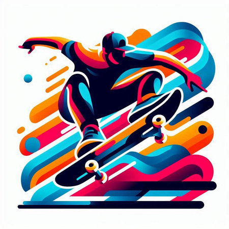 Skateboarder on colorful background, vector illustration eps 10のイラスト素材