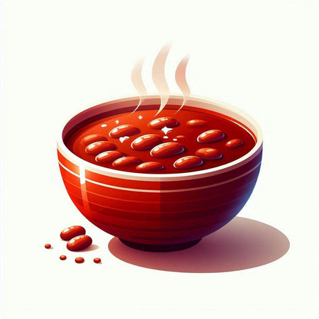 Bowl of red bean soup on white background. Vector illustration.のイラスト素材