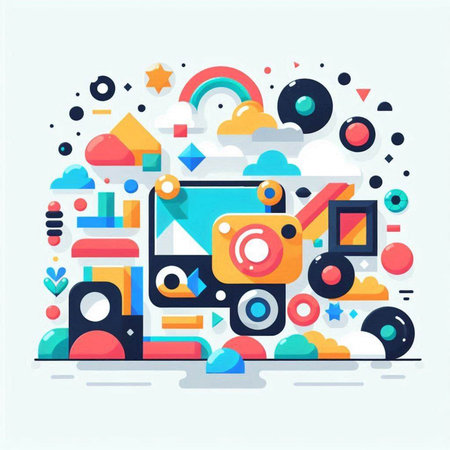 Colorful modern flat design concept of music and entertainment. Vector illustrationのイラスト素材