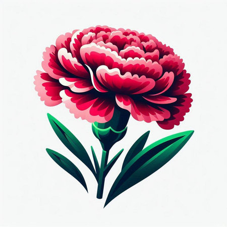 Beautiful pink carnation on a white background. Vector illustration.のイラスト素材