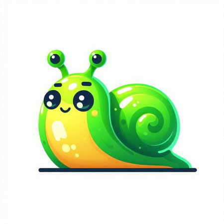 Cute cartoon snail. Vector illustration isolated on a white background.のイラスト素材