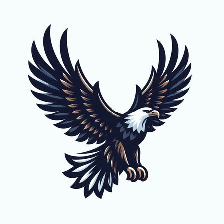 Eagle with wings outstretched. Vector illustration isolated on white background.のイラスト素材