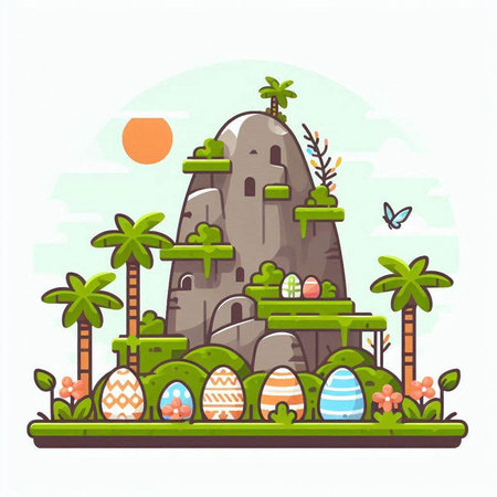 Easter egg hunt in flat style. Vector illustration for your designのイラスト素材