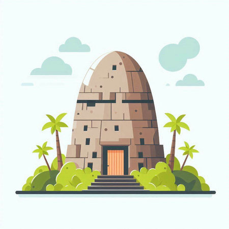 Sigiriya temple in Sri Lanka, vector illustration. Flat styleのイラスト素材